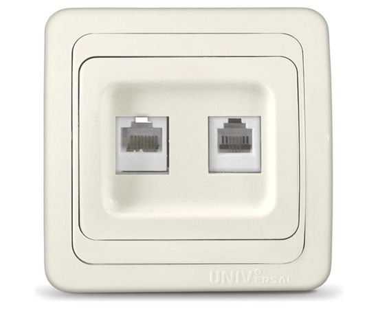 Комбинированная розетка UNIVersal Валери компьютерная+TF слоновая кость ivory Б-В0135 