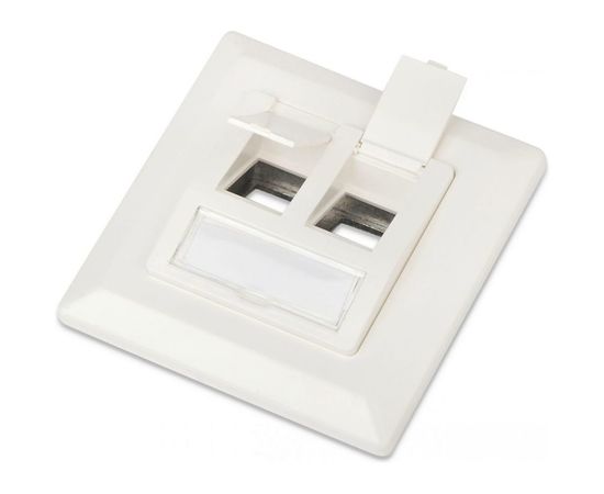 Рамка Hyperline, FP-GTF-2AS-WH, 80х80 мм, для двух вставок формата Keystone Jack, пос. размер 60 мм 235097 