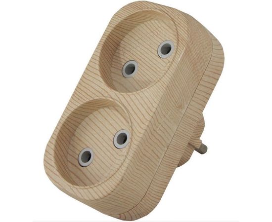 Блок TDM на 2 гнезда 2П б/з плоский 6А 250B Эко сосна SQ1806-0073 