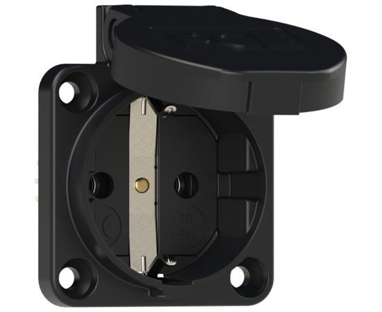 Встраиваемая розетка PCE 16A 220V 2P+E IP54 50х50 подключение сзади, черная 105-0s 