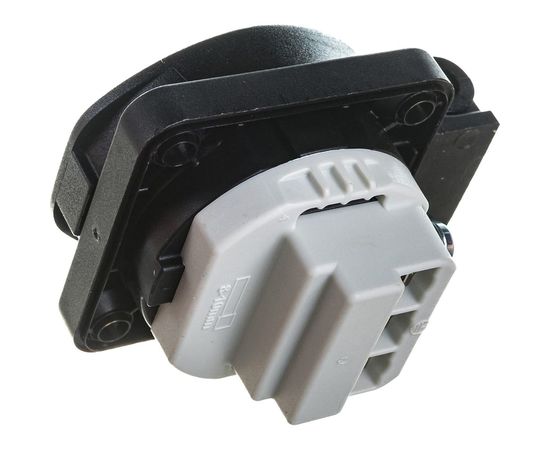 Встраиваемая розетка PCE 16A 220V 2P+E IP54 50х50 подключение сзади, черная 105-0s – изображение 2