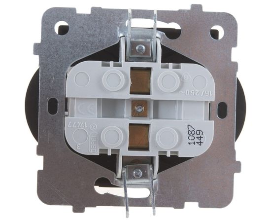 Розетка Ospel Sonata 2-я б/з, со шторками, без рамки, черный металлик GP-2RRP/m/33 – изображение 2