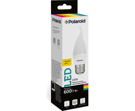 Светодиодная лампа Polaroid 220V C37S 7W 3000K E27 600lm PL-C37S7273 – изображение 2