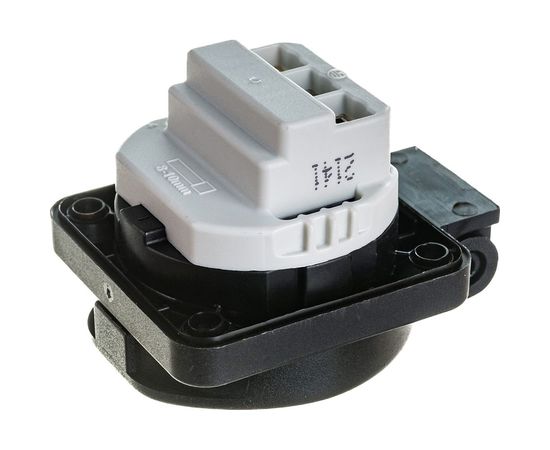 Встраиваемая розетка PCE 16A 220V 2P+E IP54 50х50 подключение сзади, черная 105-0s – изображение 3