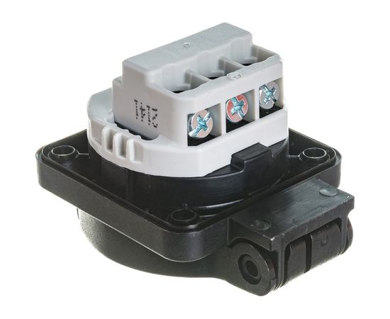 Встраиваемая розетка PCE 16A 220V 2P+E IP54 50х50 подключение сзади, черная 105-0s – изображение 4