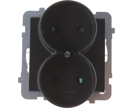 Розетка Ospel Sonata 2-я б/з, со шторками, без рамки, черный металлик GP-2RRP/m/33 – изображение 4