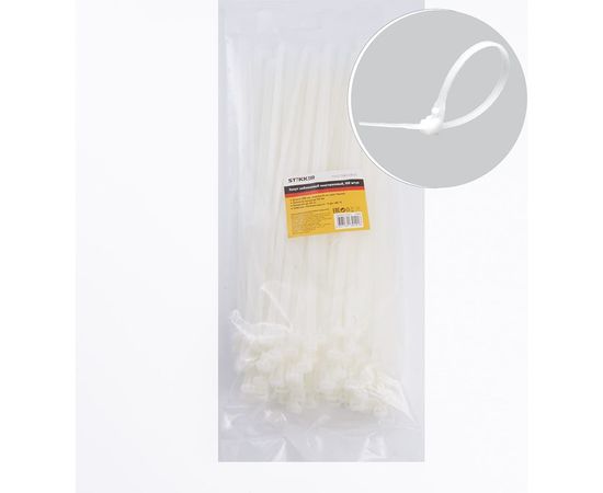 Нейлоновый многоразовый хомут STEKKER 8x300 мм, белый, NYCT80-300 39084 
