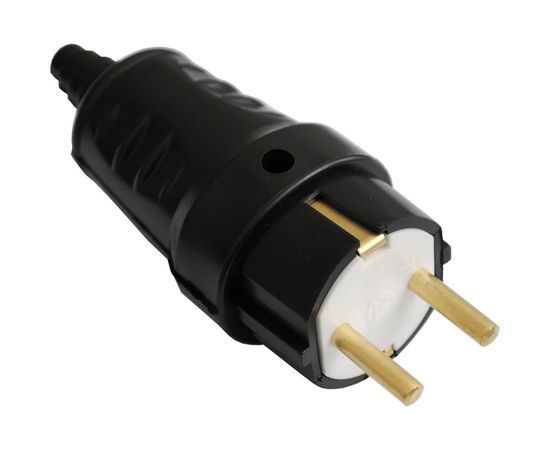 Вилка Bylectrica штепсельная с заземляющим контактом каучук, В16-362 