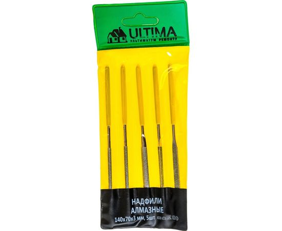 Надфили ULTIMA алмазные, 140х70х3 мм, комплект 5шт, 125001 
