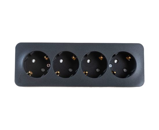 4-ая розетка Schneider Electric BLANCA открытой установки, с заземлением, без шторок, антрацит BLNRA011416 