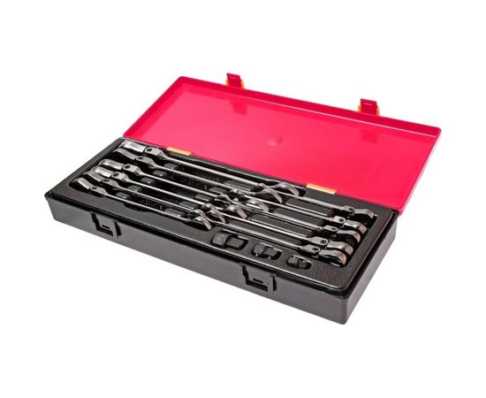 Набор комбинированных трещоточных ключей с подвижной головкой JTC 8-19 мм 14 предметов 1-K6142 