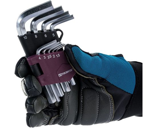 Набор торцевых шестигранных коротких ключей Thorvik HKS9S H1.5-H10, 9 предметов 53021 