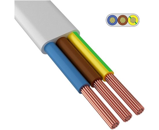 Провод ШВВП ККЗ 3х0,75 кв.мм 200 м белый ГОСТ 01-8088-2 