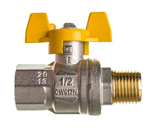 Шаровой кран для газа RUB 1/2 DN15 PN40, ВР-НР, серия ROMA S.84, бабочка S84D26 