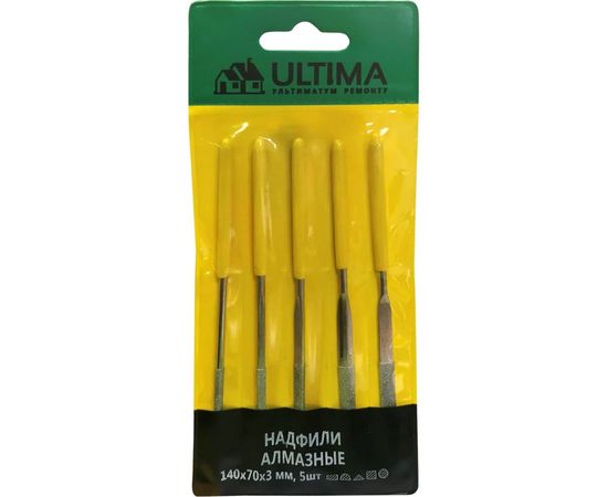 Надфили ULTIMA алмазные, 140х70х3 мм, комплект 5шт, 125001 – изображение 2