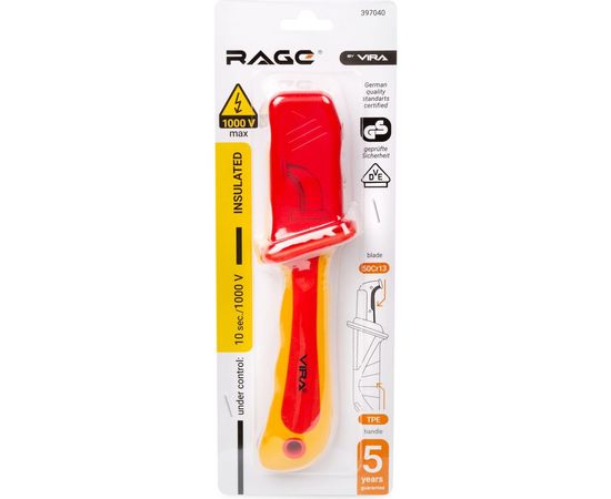 Монтерский диэлектрический нож с пяткой VDE 397040 RAGE by VIRA – изображение 2