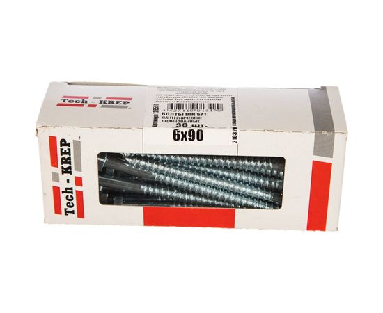 Сантехнический болт DIN 571 оцинкованный 6х90, 30шт - коробка Tech-Krep 126551 – изображение 2