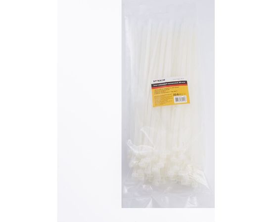 Нейлоновый многоразовый хомут STEKKER 8x300 мм, белый, NYCT80-300 39084 – изображение 3
