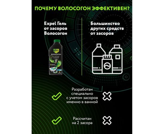 Гель для устранения засоров от волос EXPEL ВОЛОСОГОН с Летучей 500 мл TS00016 – изображение 7