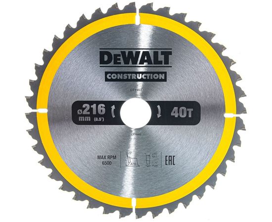 Пильный диск CONSTRUCT (216х30 мм; 40 ATB) DEWALT DT1953 