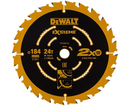 Диск пильный по дереву (184х16 мм) DEWALT DT 10302 