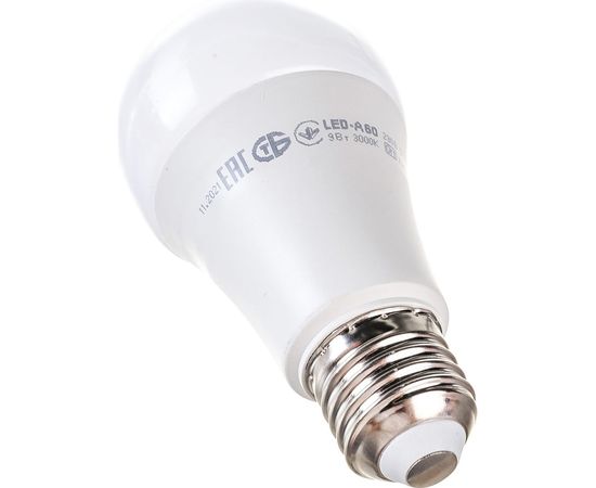 Лампа IEK LED A60, 9вт, 230В, 3000К, E27 LLE-A60-9-230-30-E27 