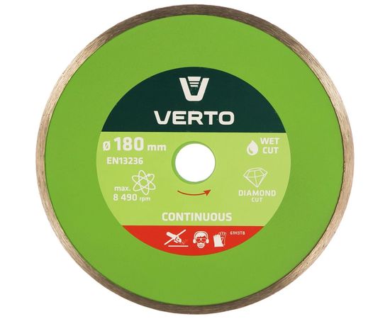 Диск алмазный сплошной 180x22.2 мм VERTO 61H3T8 