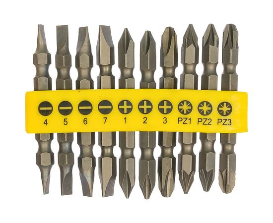 Набор бит двухсторонних (65 мм; 10 предметов; 1/4) Biber 84942 тов-160266 