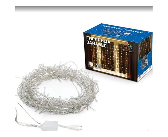 Светодиодная гирлянда NEON-NIGHT Дождь 8 режимов 2х3м 240 LED прозрачный провод тёплый-белый 235-066 – изображение 13