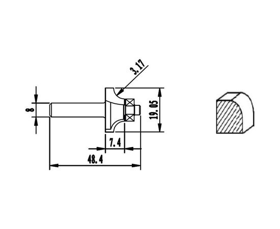 Фреза HM карнизная (3.17х7.4х48.4х19.05 мм) REDVERG 840401 6625664 – изображение 2