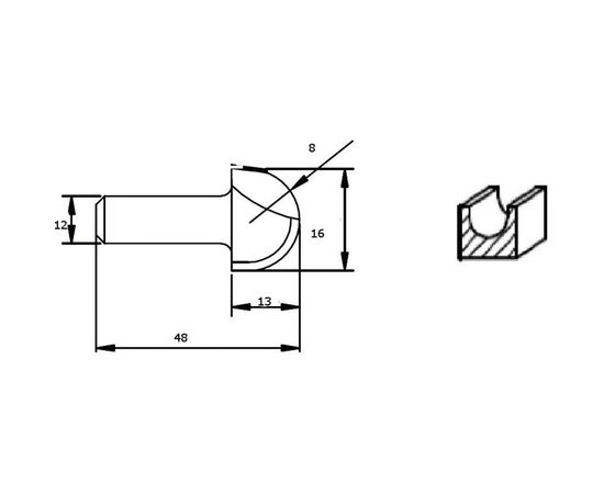 Фреза HM галтельная (16х13х8х48 мм) REDVERG 840541 6625678 – изображение 2