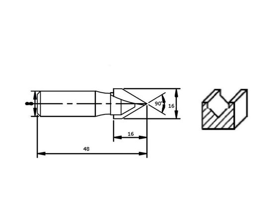 Фреза HM V-образная пазовая (16х16х48 мм) REDVERG 840631 6625686 – изображение 2