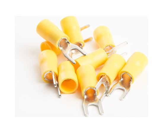 Вилочный изолированный наконечник STEKKER М4 4-6 - 0,6 мм, желтый 39373 – изображение 2