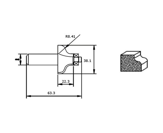 Фреза HM профильная тип G (38.1х22.3х8.41х63.3 мм) REDVERG 840761 6625699 – изображение 2
