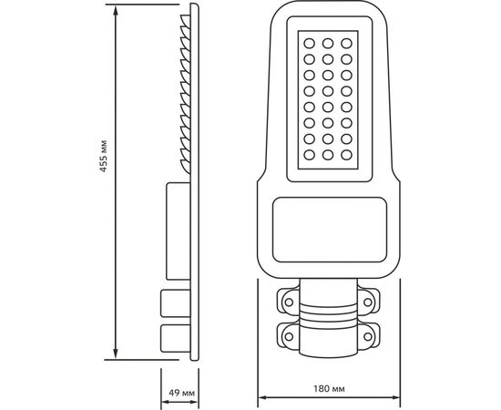 Уличный светильник GAUSS Qplus 80W 9600lm 5000K 120-260V IP65 455х180х49мм черный LED 1/6 629535380 – изображение 4