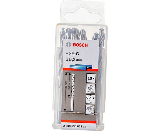 Сверло HSS-G Standardline (10 шт; 5.2х86 мм; HSS) по металлу Bosch 2608595063 – изображение 4