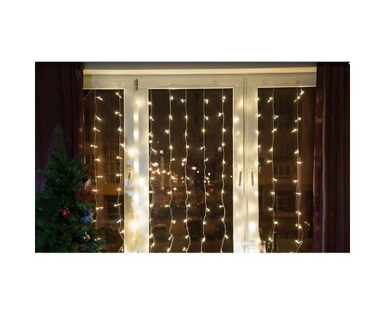 Светодиодная гирлянда NEON-NIGHT Дождь 8 режимов 2х3м 240 LED прозрачный провод тёплый-белый 235-066 – изображение 6