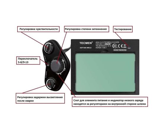 Маска сварщика TECMEN ADF 730S TM15 100531616 – изображение 6