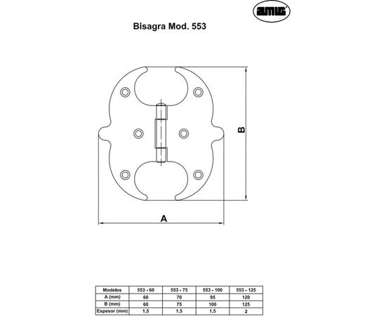 Петля Amig 553-75 75 1,5 NGM bisagra 12627 – изображение 6