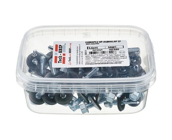 Кровельный саморез Tech-Krep оцин КРс ZP 5,5х25 удл. сверло 50 шт контейнер 142300 – изображение 2