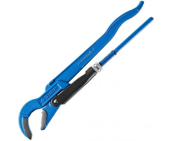 Трубный рычажный ключ ЗУБР ПРОФЕССИОНАЛ изогнутые губки, цельнокованый, Сr-V, № 1 27337-1_z01 – изображение 2