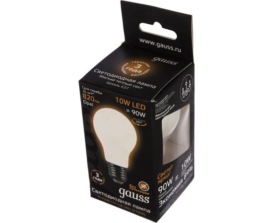 Лампа Gauss LED Filament A60 OPAL E27 10W 820lm 2700К 102202110 – изображение 2