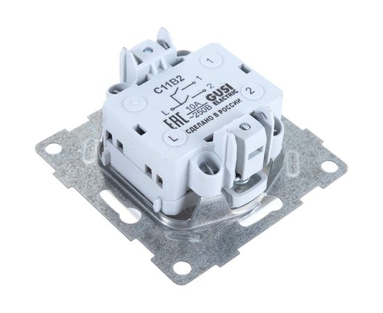 Выключатель GUSI ELECTRIC Ugra 2 клавиши, СУ,10А,250В, белый С11В2-001 – изображение 3