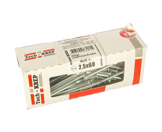 Строительный оцинкованный гвоздь 2.5х60, 400г (примерно 179 шт.) - коробка Tech-Krep 102029 – изображение 4