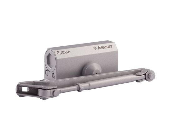 Дверной доводчик ISPARUS 410 морозостойкий, для дверей от 15 до 60 кг, серый 17198 