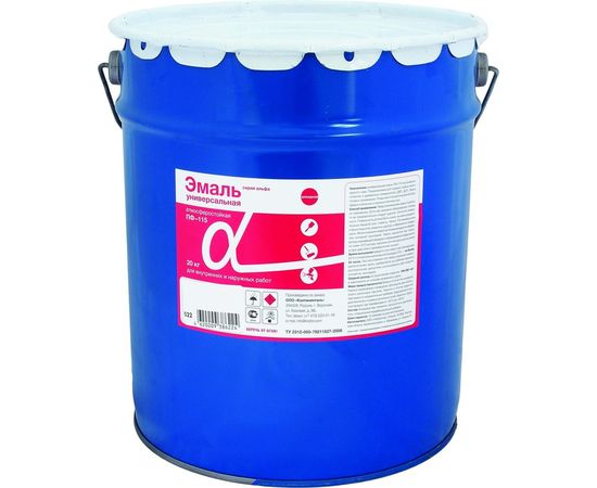 Универсальная эмаль Krafor Альфа ПФ-115 серая 20 кг 1 30805 