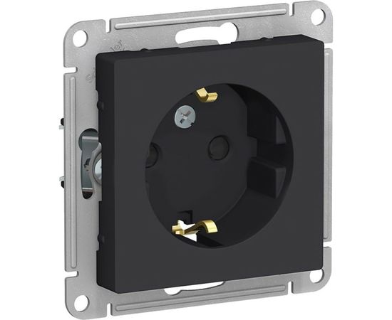 Розетка Schneider Electric ATLASDESIGN с заземлением, со шторками, 16А, КАРБОН ATN001045 