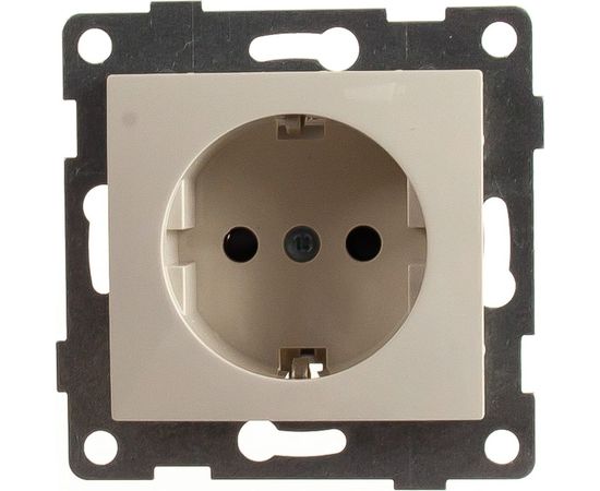 Розетка GUSI ELECTRIC Bravo 1-ой с/з с з/ш, СУ, 16А, 250В, бежевый С10Р4-003 