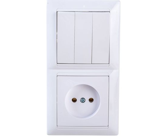 Блок Bylectrica 3 выключателя + розетка СУ, серия СТИЛЬ, белый, 3В-РЦ-689 