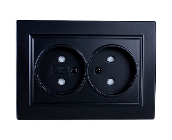 2-местная розетка STEKKER без заземления, PST10-9013-03, 10А, с защитной шторкой, серия Эрна, черный 39478 